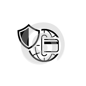 Global Safety Payment Icon. Flat Design