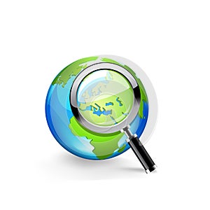 Global search glossy vector icon