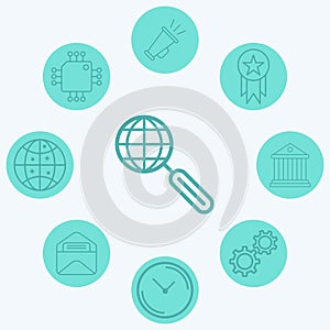 Global search vector icon sign symbol