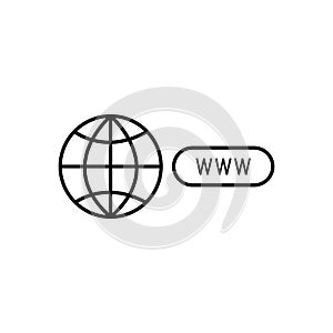 Global search web icon. Website icon. WWW sign, Search www icon