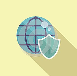 Global secured data icon flat vector. Privacy policy