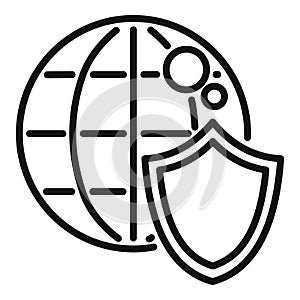 Global secured data icon outline vector. Privacy policy