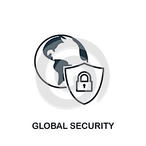 Global Security icon outline style. Simple glyph from icons collection. Line Global Security icon for web design and software