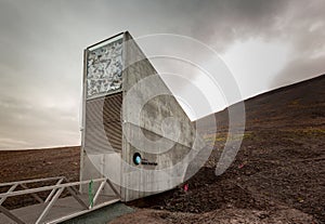 Global Seed Vault near Longyearbyen - the most Northern settlement in the world. Svalbard, Norway