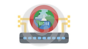 Global Server Network: Internet Infrastructure Data, vector design Generative AI