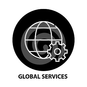 global services icon, black vector sign with editable strokes, concept illustration