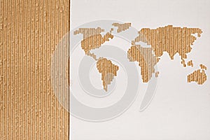 Global shipping concept with cardboard