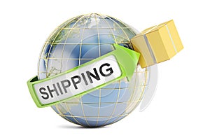 Global shipping and delivery concept, 3D rendering