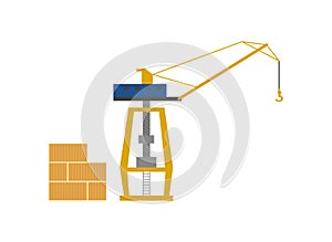 Global shipping icon with sea port crane