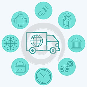 Global shipping vector icon sign symbol