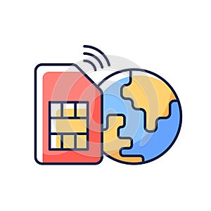 Global SIM card RGB color icon