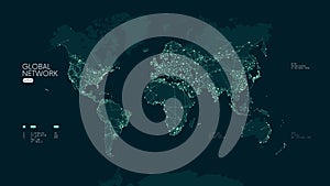 Global social network connection, Futuristic abstract of world Communication map internet and technology, Vector tech plexus