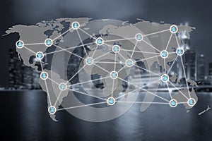 Global social network or people management connection diagram