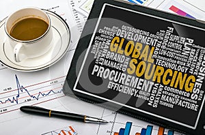 Global sourcing word cloud photo