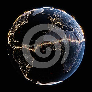 Global Stock Market Data Visualization on Earth at Night