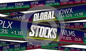 Global Stocks Market Index International Business Trade Multinational Companies 3d Illustration