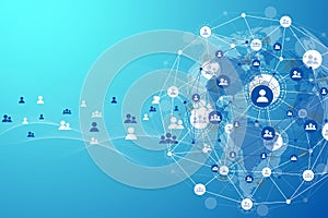 Global structure networking and data connection concept. Social network communication in the global computer networks