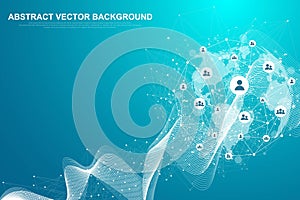 Global structure networking and data connection concept. Social network communication in the global computer networks