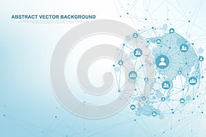 Global structure networking and data connection concept. Social network communication in the global computer networks