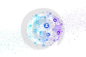 Global structure networking and data connection concept. Social network communication in the global computer networks