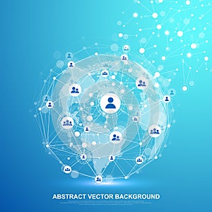 Global structure networking and data connection concept. Social network communication in the global computer networks