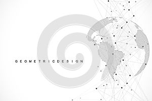 Global structure networking and data connection concept. Social network communication in the global computer networks