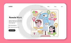 Global teamwork concept. Flat vector illustration.