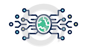 Global Tech Circuit Board World Network, vector design Generative AI