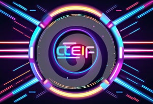 Global tech connection science circular neon light effect vector background