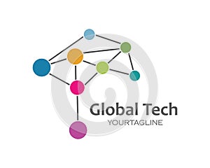 global technolgy logo icon vector illustration design