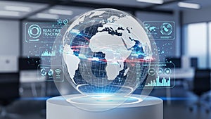 Global Technology Concept with RealTime Tracking and Data Visualization