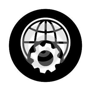 Global, technology, connection, setting icon. Black vector design.