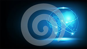 Futuristic globe digital transformation abstract technology with blue background