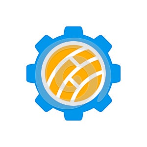 Global technology gear logo icon, earth globe and cogwheel logo design