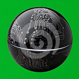 Global Technology Sphere with Circuit Board Pattern