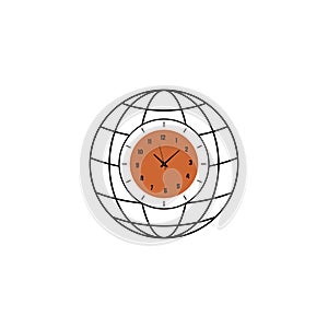 Global Time Zone Clock with Wireframe Globe
