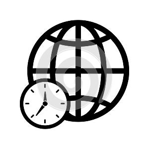 Global, time, zone icon. Black vector graphics