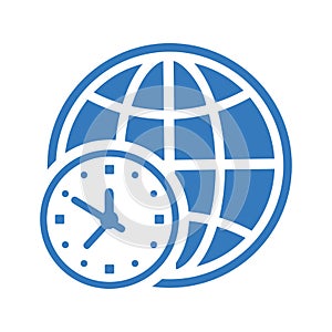 Global, time, zone icon. Blue vector sketch.