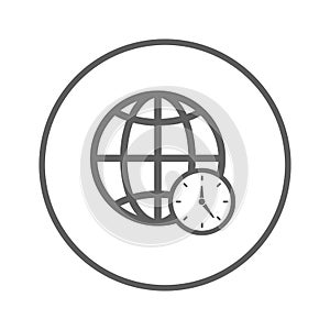 Global, time, zone icon. Gray vector graphics