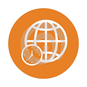 Global, time, zone icon. Orange color vector EPS