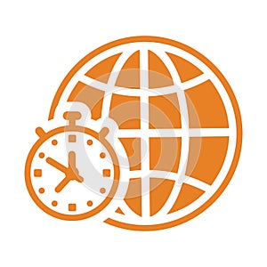 Global, time, zone icon. Orange vector sketch