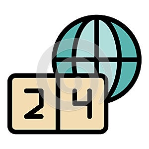 Global timezone icon vector flat