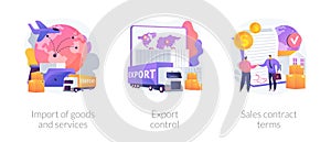 Global trade, distribution and logistics abstract concept vector illustrations.