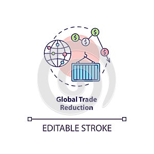 Global trade reduction concept icon