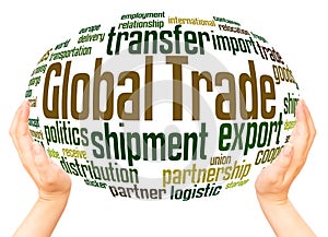 Global Trade word cloud hand sphere concept