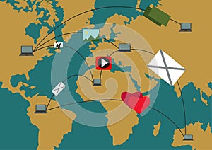 Global Traffic Design. Communication Transport. Networking Connection Concept.