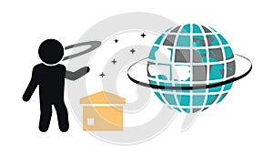 Global Transformation World Evolution Icon Change Progress, vector design Generative AI