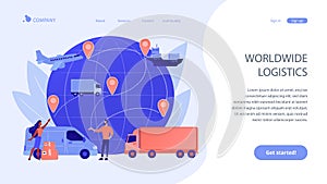 Global transportation system concept landing page.