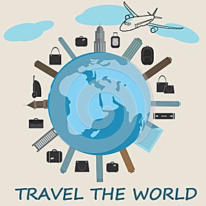 Global travel concept - cute flat design.World tourism day