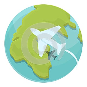 Global travel icon cartoon vector. World globe